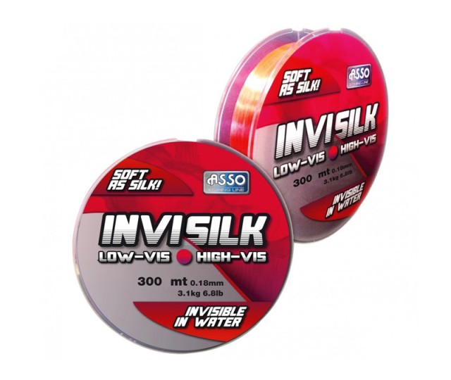 Asso Invisilk 300m 0,20mm f. fluo červená