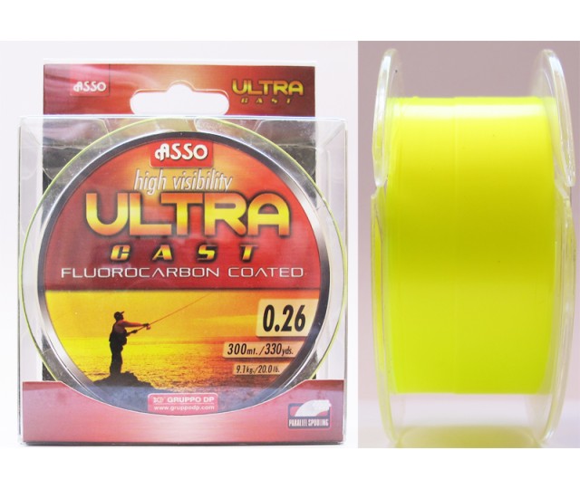 Asso Ultra Cast 300m 0,18mm fluo zlta
